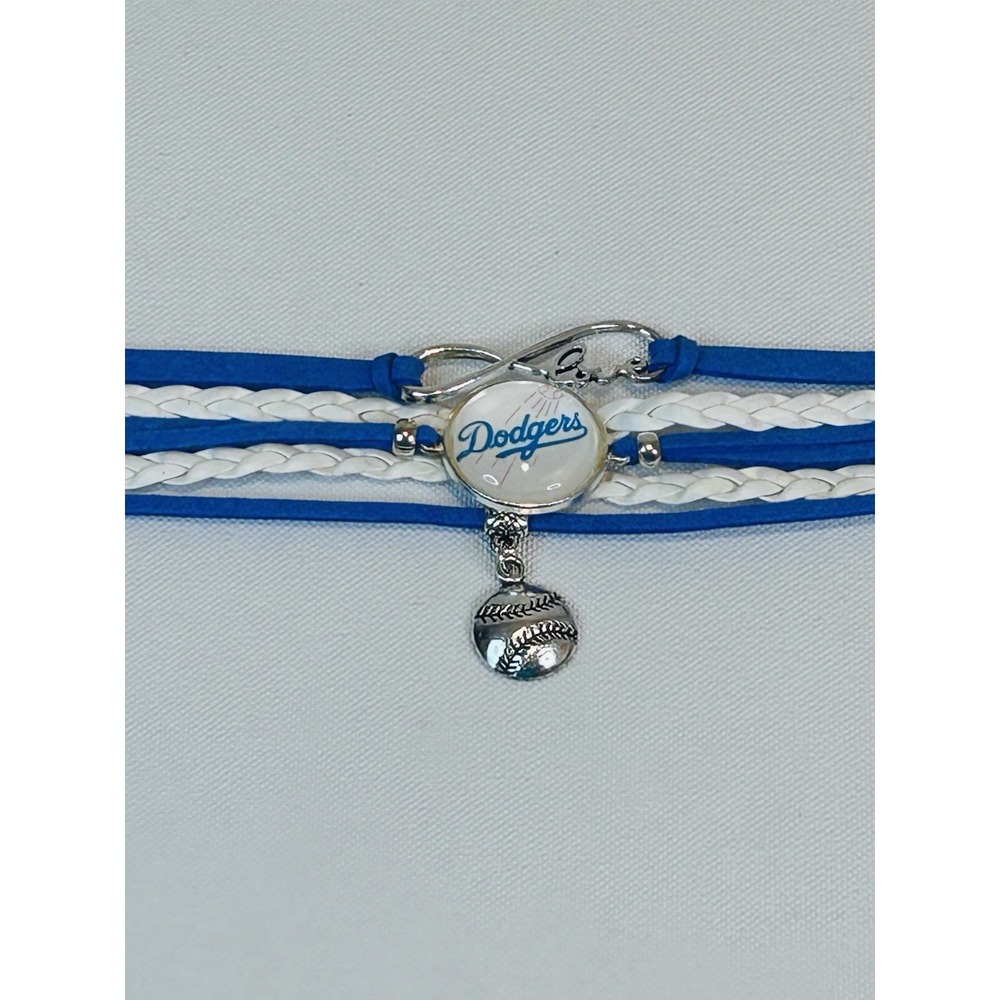 Los Angeles Dodgers Bracelet 8 1/2" Handmade MLB Baseball Infinity Love Blue